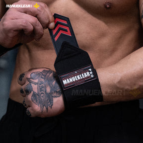 MANUEKLEAR Weightlifting Wrist Wraps, Professional Wrist Support for Powerlifting Competitions, Strength Training and Bodybuilding