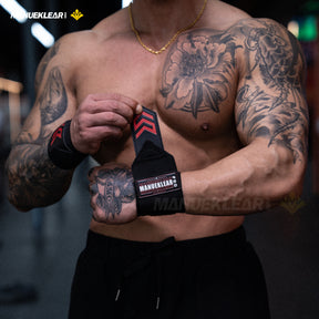 MANUEKLEAR Weightlifting Wrist Wraps, Professional Wrist Support for Powerlifting Competitions, Strength Training and Bodybuilding