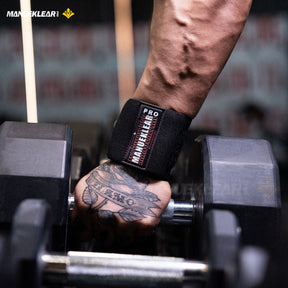 MANUEKLEAR Weightlifting Wrist Wraps, Professional Wrist Support for Powerlifting Competitions, Strength Training and Bodybuilding