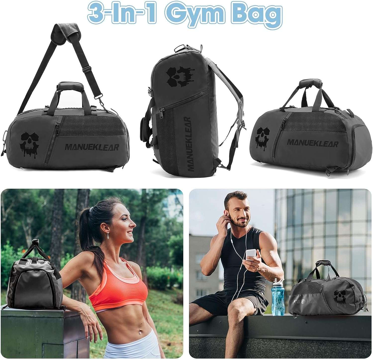 3-In-1 Gym Bag with Shoe Compartment