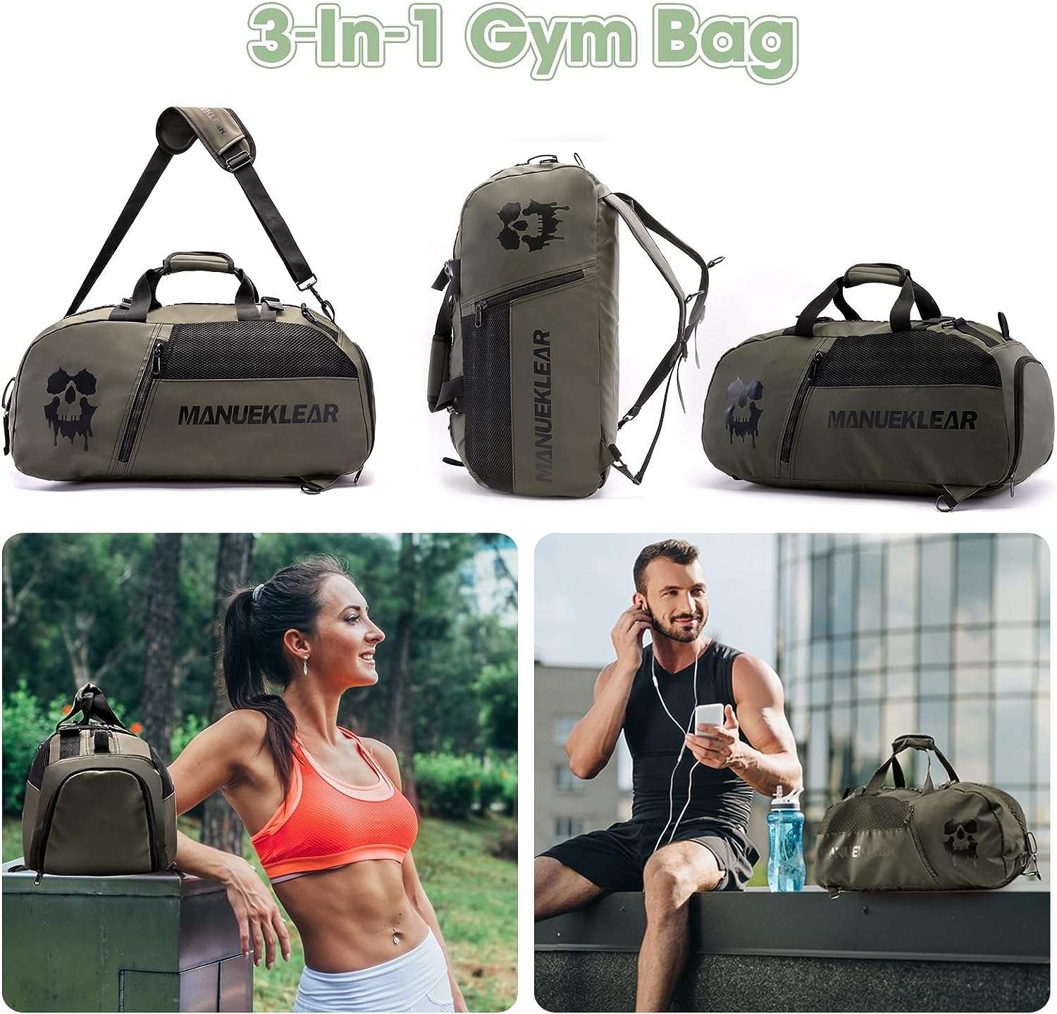 3-In-1 Gym Bag with Shoe Compartment