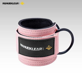 MANUEKLEAR Ankle Straps with D-Ring for Cable Machine Kickbacks, Glute Workouts, Lower Body Exercises - Adjustable Leg Straps, Premium Leather Feel & Neoprene Padding
