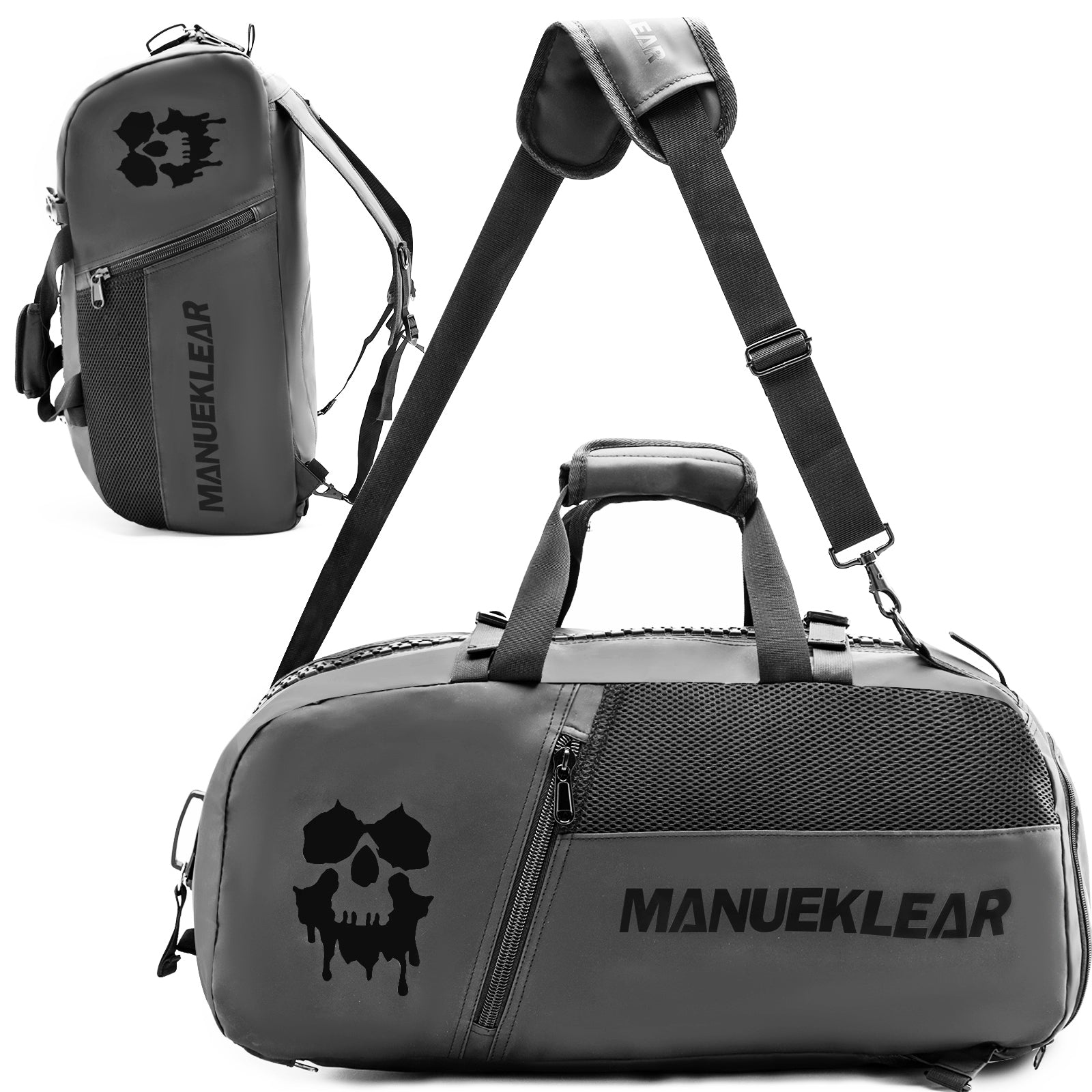MANUEKLEAR 3-in-1 Waterproof Gym Duffle Bag with Shoe Compartment