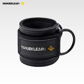 MANUEKLEAR Ankle Straps with D-Ring for Cable Machine Kickbacks, Glute Workouts, Lower Body Exercises - Adjustable Leg Straps, Premium Leather Feel & Neoprene Padding
