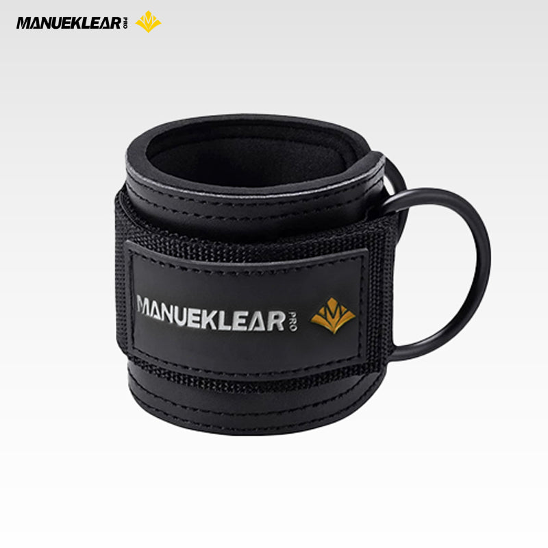 MANUEKLEAR Ankle Straps with D-Ring for Cable Machine Kickbacks, Glute Workouts, Lower Body Exercises - Adjustable Leg Straps, Premium Leather Feel & Neoprene Padding