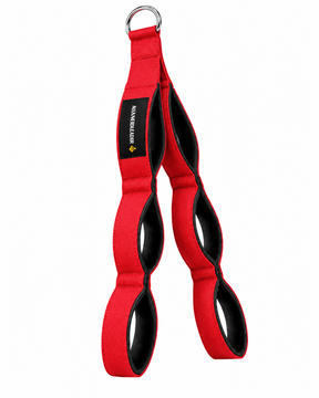 MANUEKLEAR 24-inch 3-grip tricep rope cable attachment in red