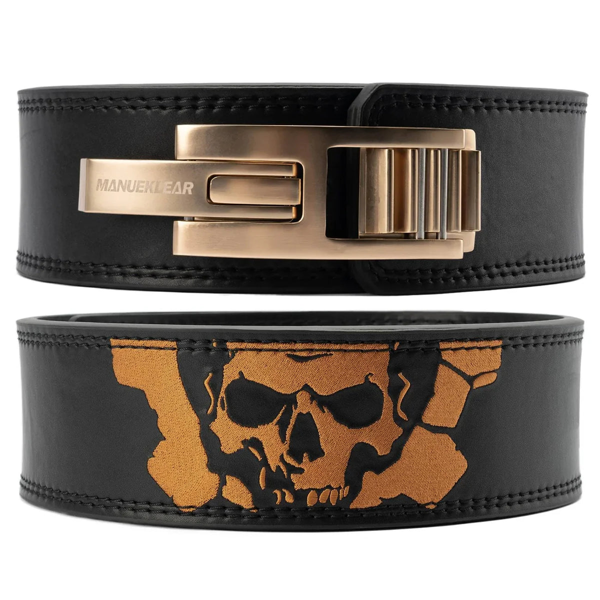 MANUEKLEAR adjustable heavy-duty lever weightlifting belt in black/gold