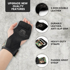 MANUEKLEAR double leather lifting straps, Black/Camo, One Size, image 2