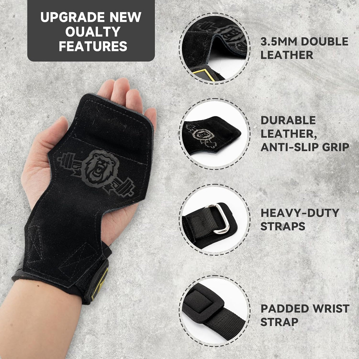 Lifting straps with padded wrist loops in black