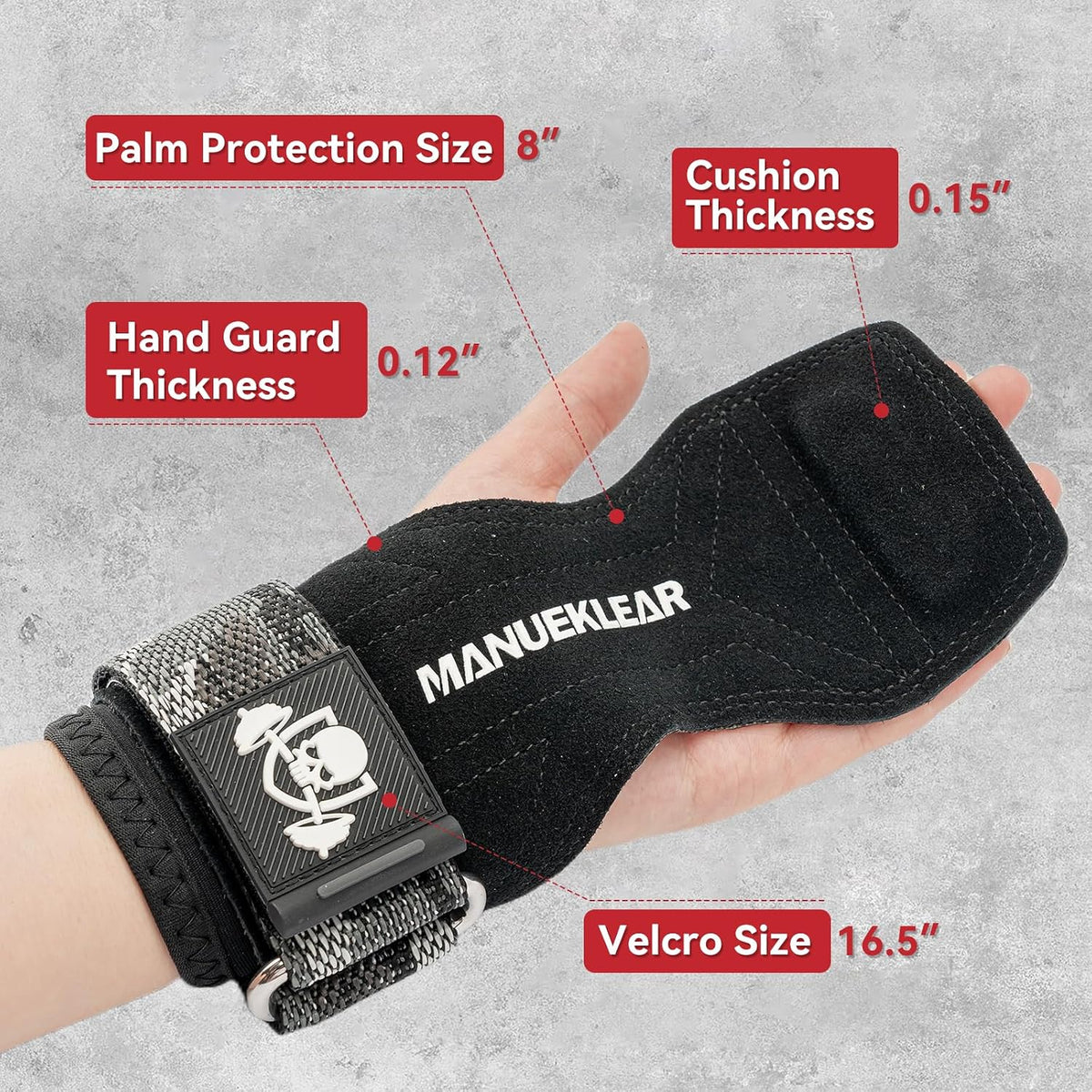MANUEKLEAR Double Leather Lifting Straps, Black, Size S, image 6