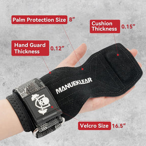 MANUEKLEAR Double Leather Lifting Straps, Black, Size S, image 6