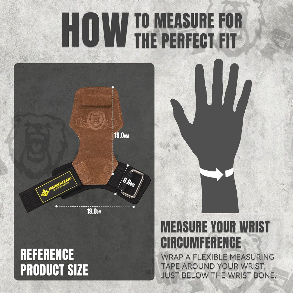MANUEKLEAR Double Leather Lifting Straps, Brown, One Size, image 5