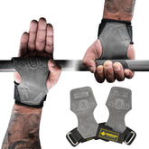 MANUEKLEAR Double Leather Lifting Straps, Gray, One Size