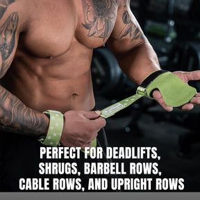 MANUEKLEAR Double Leather Lifting Straps, Green, One Size, image 3