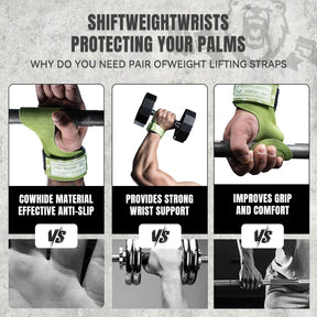MANUEKLEAR Double Leather Lifting Straps, Green, One Size, image 6