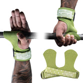 MANUEKLEAR Double Leather Lifting Straps, Green, One Size