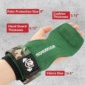 MANUEKLEAR Double Leather Lifting Straps, Green, Size S, image 6