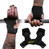 MANUEKLEAR Double Leather Lifting Straps, Black, One Size