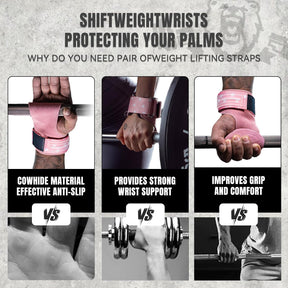 MANUEKLEAR Double Leather Lifting Straps, Pink, One Size, image 6