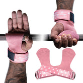 MANUEKLEAR Double Leather Lifting Straps, Pink, One Size