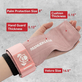 MANUEKLEAR Double Leather Lifting Straps, Pink, Size S, image 6